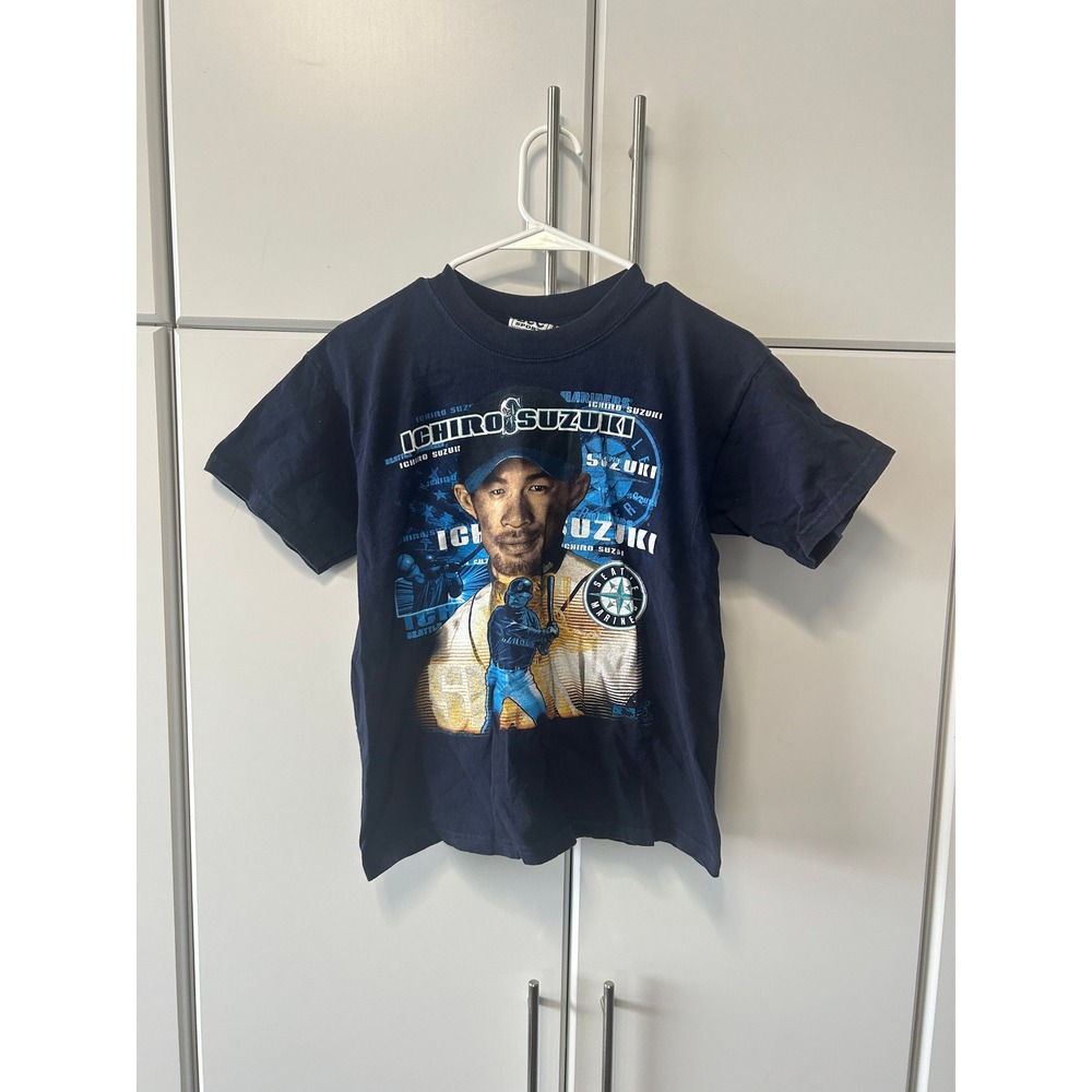 Ichiro Suzuki Seattle Mariners Vintage Graphic T-Shirt Navy Blue MLB Baseball
